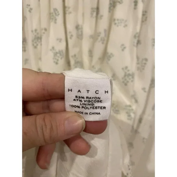 Hatch Leona Dress Womens Small Cream Green Floral Puff Sleeve Smocked Babydoll - Picture 5 of 6